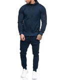 Zipper Detail Drawstring Hoodie & Sweatpants