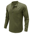 Men's Henley Collar Cotton Linen Long Sleeve Shirt