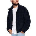 Men's Stand Collar Solid Color Fleece Zip-Up Sweatshirt