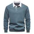 Men's Cotton Button Up Casual Long Sleeve Polo Shirt