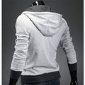Men's Contrast Solid Color Zipper-up Hooded Jacket Active Hip Hop