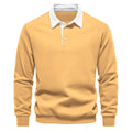 Men's Cotton Button Up Casual Long Sleeve Polo Shirt