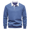 Men's Cotton Button Up Casual Long Sleeve Polo Shirt