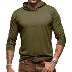 Men's Cotton Solid Color Long Sleeve Pullover Hoodie