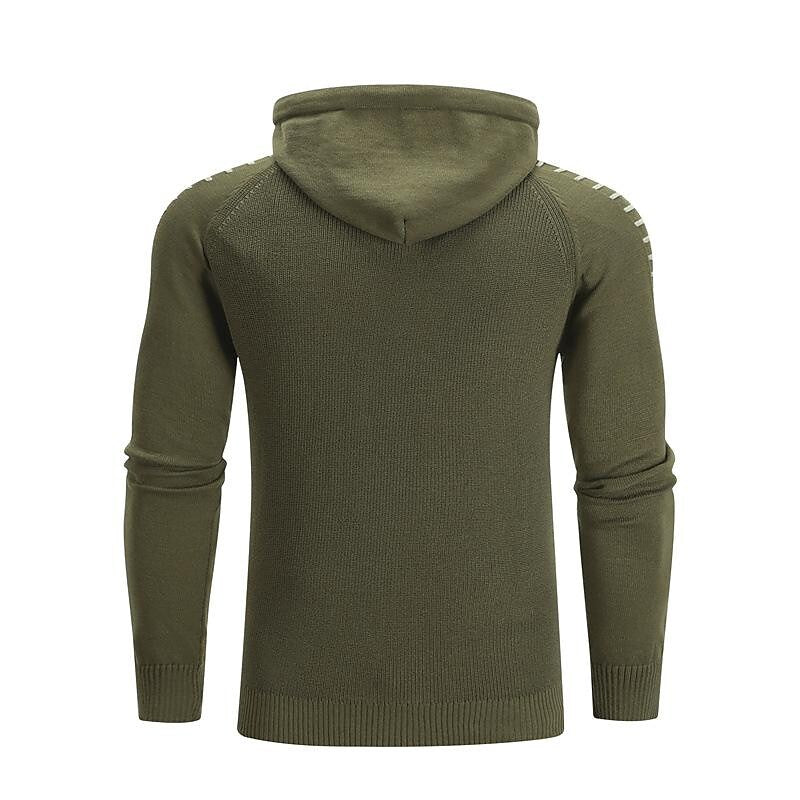 Men's Pullover Solid Color Patchwork Hooded  Sweater Casual Daily Outdoor
