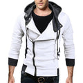 Men's Contrast Solid Color Zipper-up Hooded Jacket Active Hip Hop