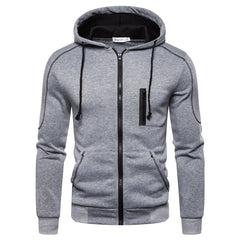 Men's Contrast Zip-up Drawstring Hoodie Sweatshirts