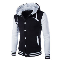 Men's Color Block Button Up Drawstring Hoodie
