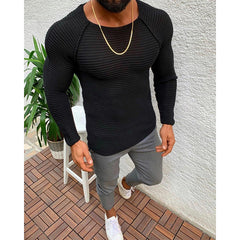 Men's Solid Color Casual Crew Neck Raglan Sleeves Sweater