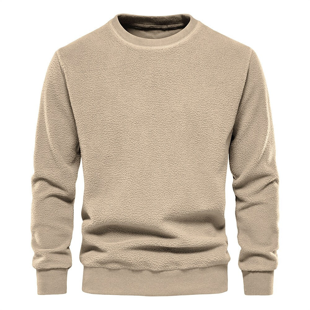 Men's Fleece Solid Color Pullover Sweatshirt