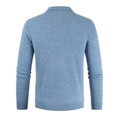 Men's Knitted Solid Color Lapel Sweater