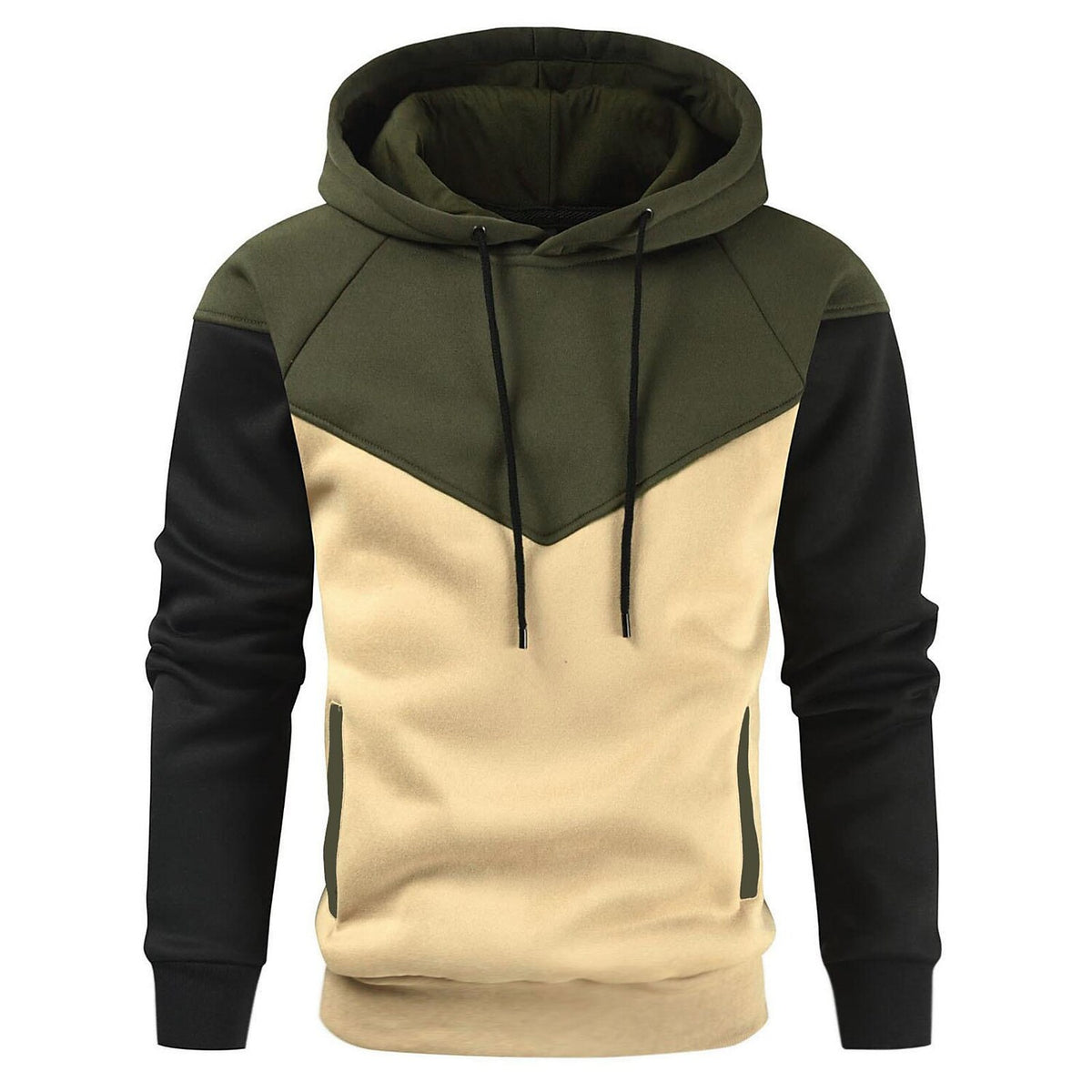 Men's Hoodie Pullover Patchwork Drawstring Sweatshirt With Pocket Sports & Outdoor Casual Daily