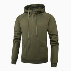Men's Trendy Brushed V-Zip Camouflage Patchwork Pullover Hooded Sweatershirt