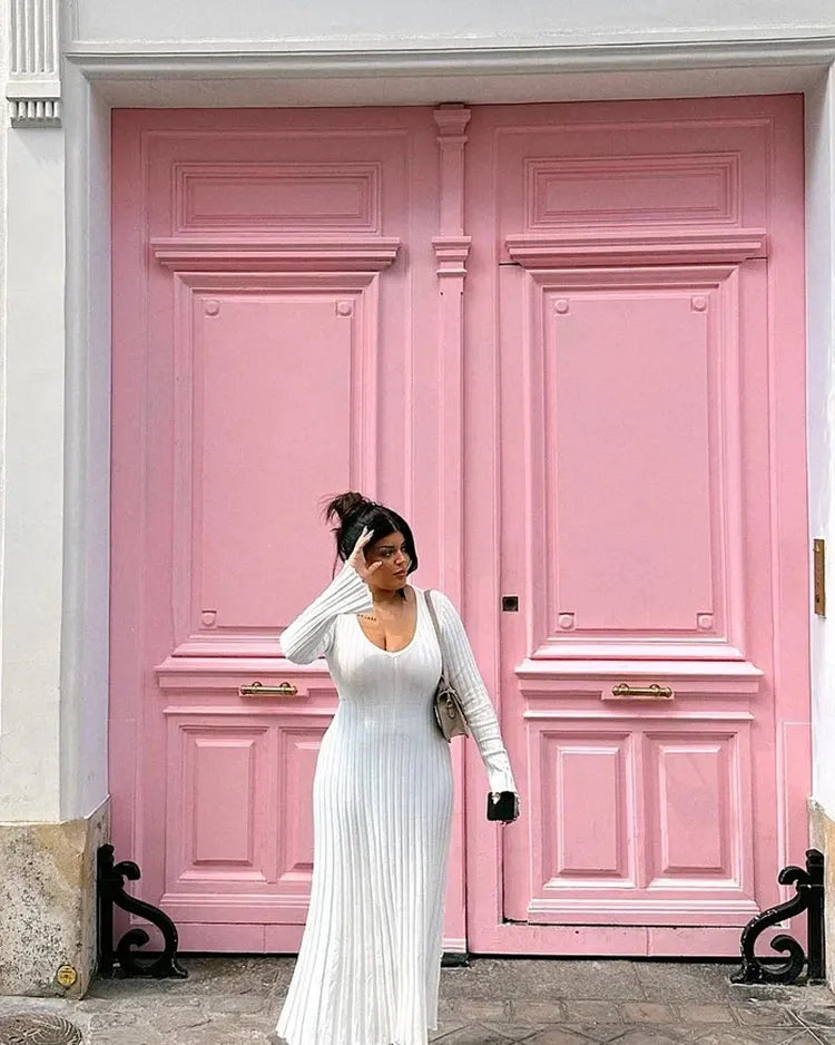 Fall New Sleeved Knit Midi Dress (Buy 2 Free Shipping)