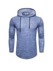 Men's Slub Yarn Hooded Long-sleeve T-shirt