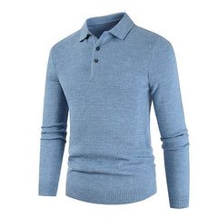 Men's Knitted Solid Color Lapel Sweater