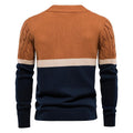 Men's Stand Collar Cotton Contrast Striped Cable Cardigan