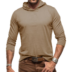 Men's Cotton Solid Color Long Sleeve Pullover Hoodie
