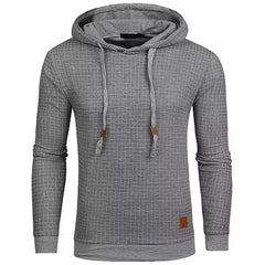 Men's Jacquard Small Check Pullover Basic Hoodie Sweatshirt