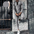 Men's Half Zip Texture Stretch Baseball Collar Long Sleeve Tracksuit