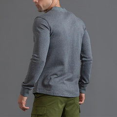 Men's Henry Collar Solid Color Casual Sportswear Sweatshirt