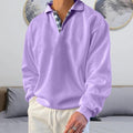 Men's Solid Color Patchwork Sweatshirts Long Sleeve With Button Down