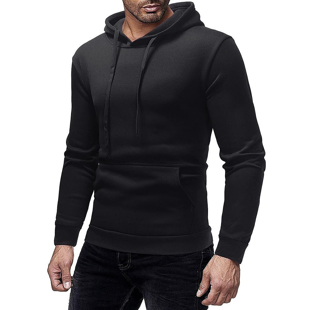 Men's Basic Solid Color Pullover Hooded Sweatershirt
