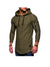 Men's Solid Slub Cotton Hoodie With Decorative Zipper Pocket On Sleeve Arm