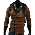 Men's Contrast Solid Color Zipper-up Hooded Jacket Active Hip Hop