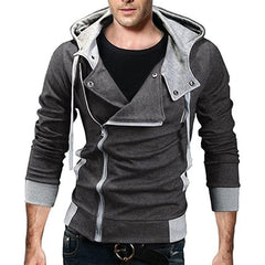 Men's Contrast Solid Color Zipper-up Hooded Jacket Active Hip Hop