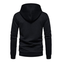 Men's Jacquard Small Check Solid Color Pullover Hoodie Sweatshirts