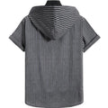 Men's Casual Hooded Striped Print Short-sleeved Shirt
