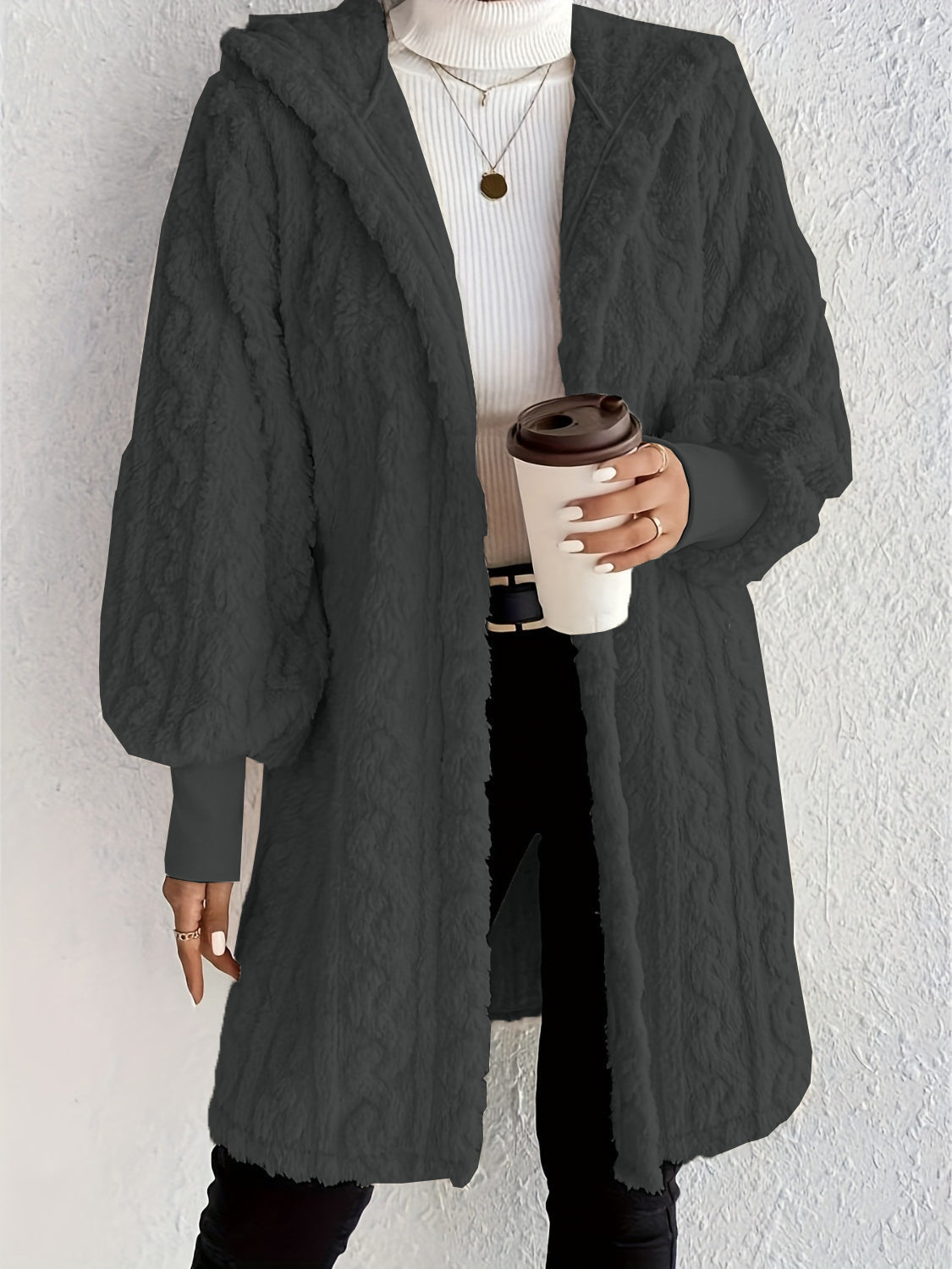 Women's Plush Fleece Soft Midi-Length Jacket with Pockets (Buy 2 Free Shipping)