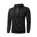Men's Half Zip Pocket Solid Color Casual Sports Drawstring Hoodie