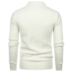 Men's Lapel Pullover Waffle Half Zipper Slim Fit Sweater