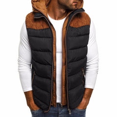 Men's Fake Two Piece Quilted Hood Padded Gilet