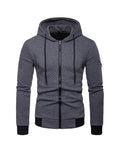 Men's Jacquard Small Check Hoodie Sweatshirt Jacket