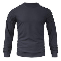 Men's Waffle Patchwork Crew Neck Raglan Sleeves Sweatershirt