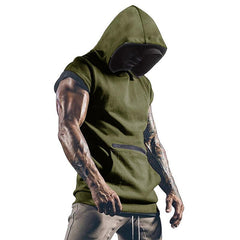 Men's Solid Color Casual Zipper Sports  Hoodie Tank Top
