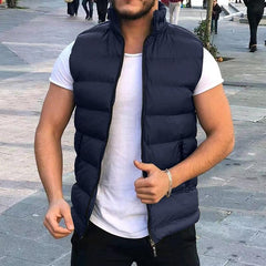 Men's Stand Collar Lightweight Zip-up Puffer Gilet