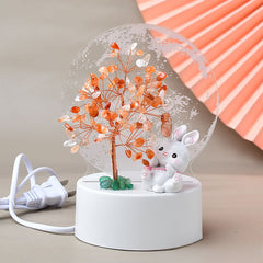 Natural Crystal Small Table Lamp Fortune Tree