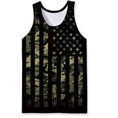 Men's 3D Print Striped Crew Neck Daily Vest