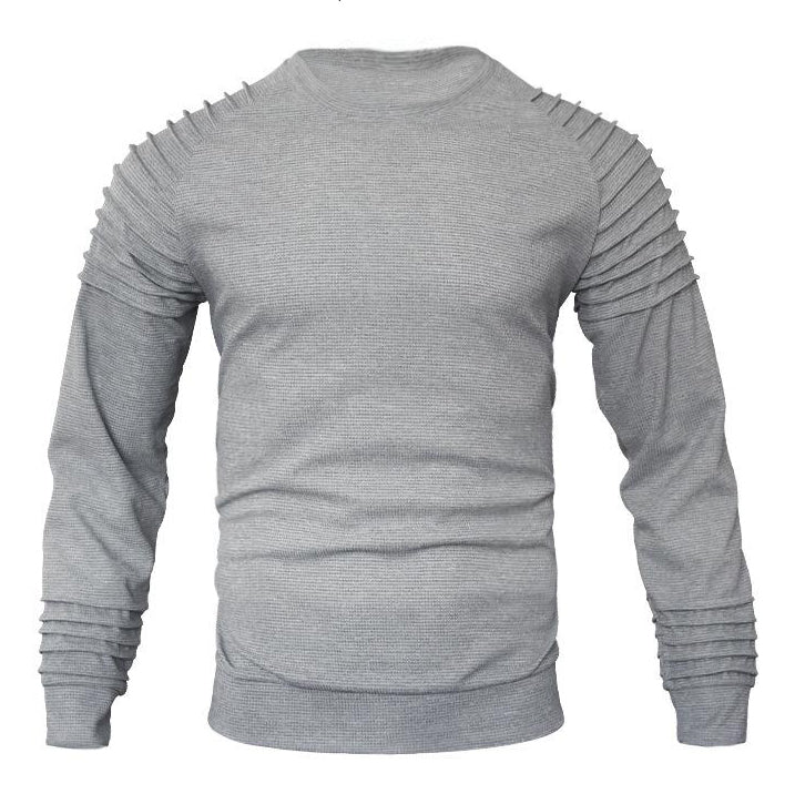 Men's Waffle Patchwork Crew Neck Raglan Sleeves Sweatershirt