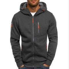 Men's Fleece Solid Color Hoodie Zip Front Hooded Sweatshirt