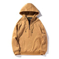 Men's Trendy Brushed V-Zip Camouflage Patchwork Pullover Hooded Sweatershirt