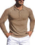 Men's Muscle Ribbed Texture Solid Color Long Sleeve Polo Shirt