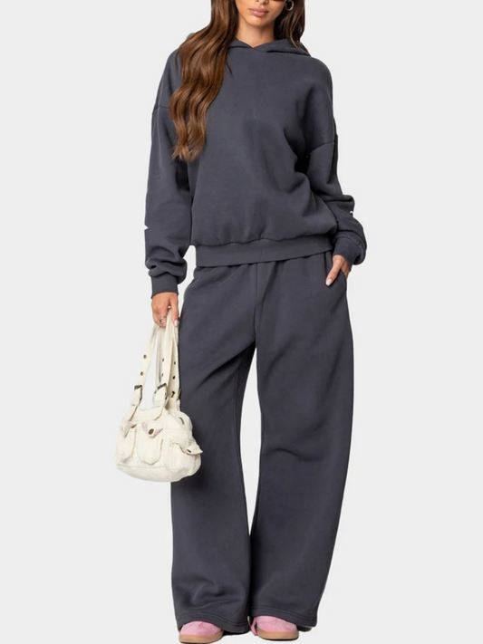 Women's Bow Detail Hoodie Sweat Set (Buy 2 Free Shipping)