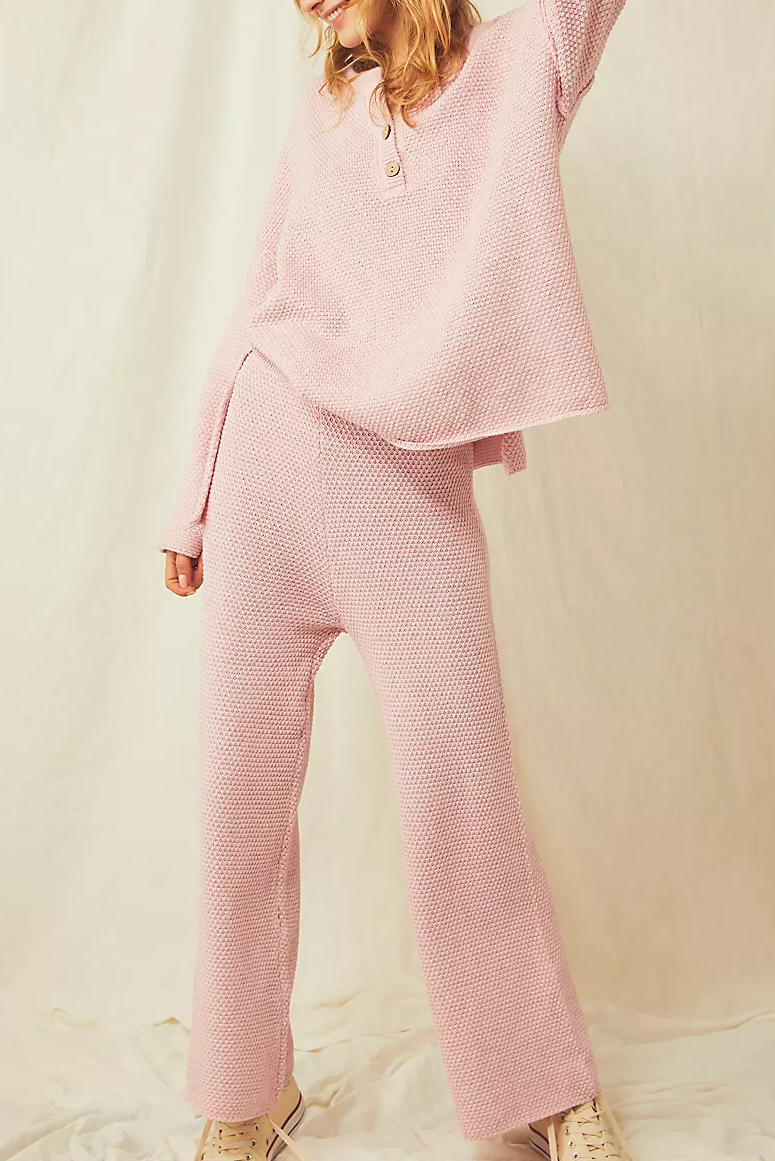 Button Knit 2-Piece Loungewear Set (Buy 2 Free Shipping)