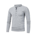 Men's Henley Jersey Patchwork Long Sleeve T-Shirt