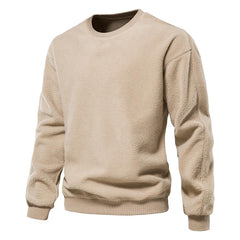 Men's Fleece Solid Color Shoulder Drop Pullover Sweatshirt